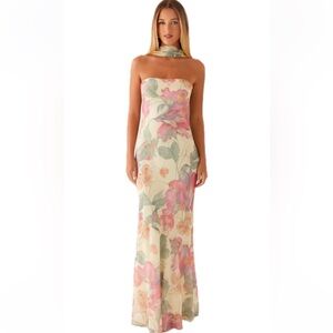 Floral Strapless Maxi Dress